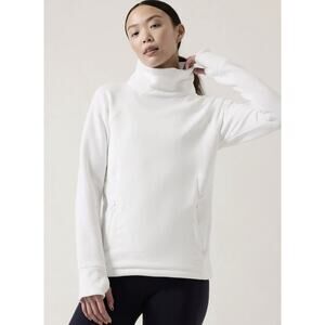 Athleta Altitude Polartec Funnel Neck Sweatshirt Off White So Soft Womens Small